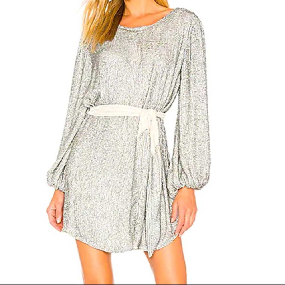 Retrofete Grace Dress in Silver Sequin XL